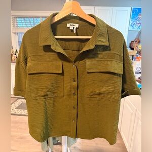 DKNY Khaki Button Down Women's Shirt